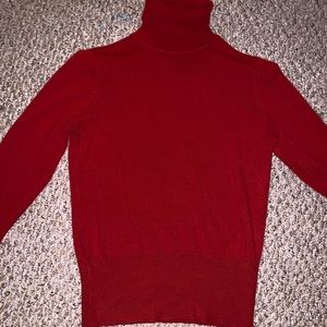 Red turtle neck sweater